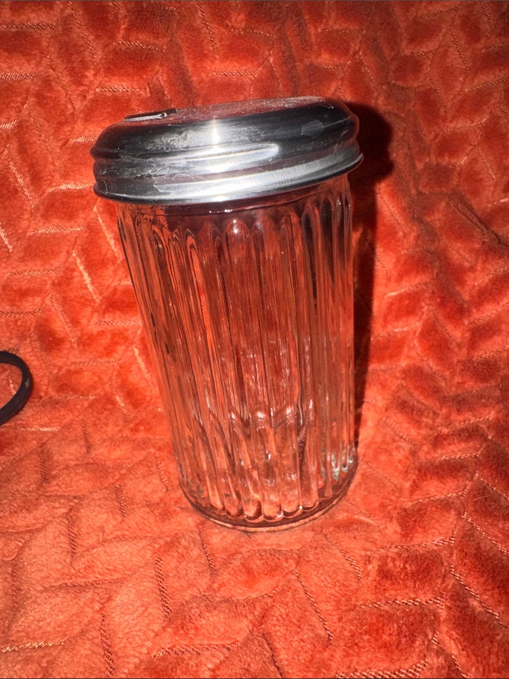 Vintage Anchor Hocking Ribbed Glass Dispenser – Stainless Steel Flip Lid Retro D